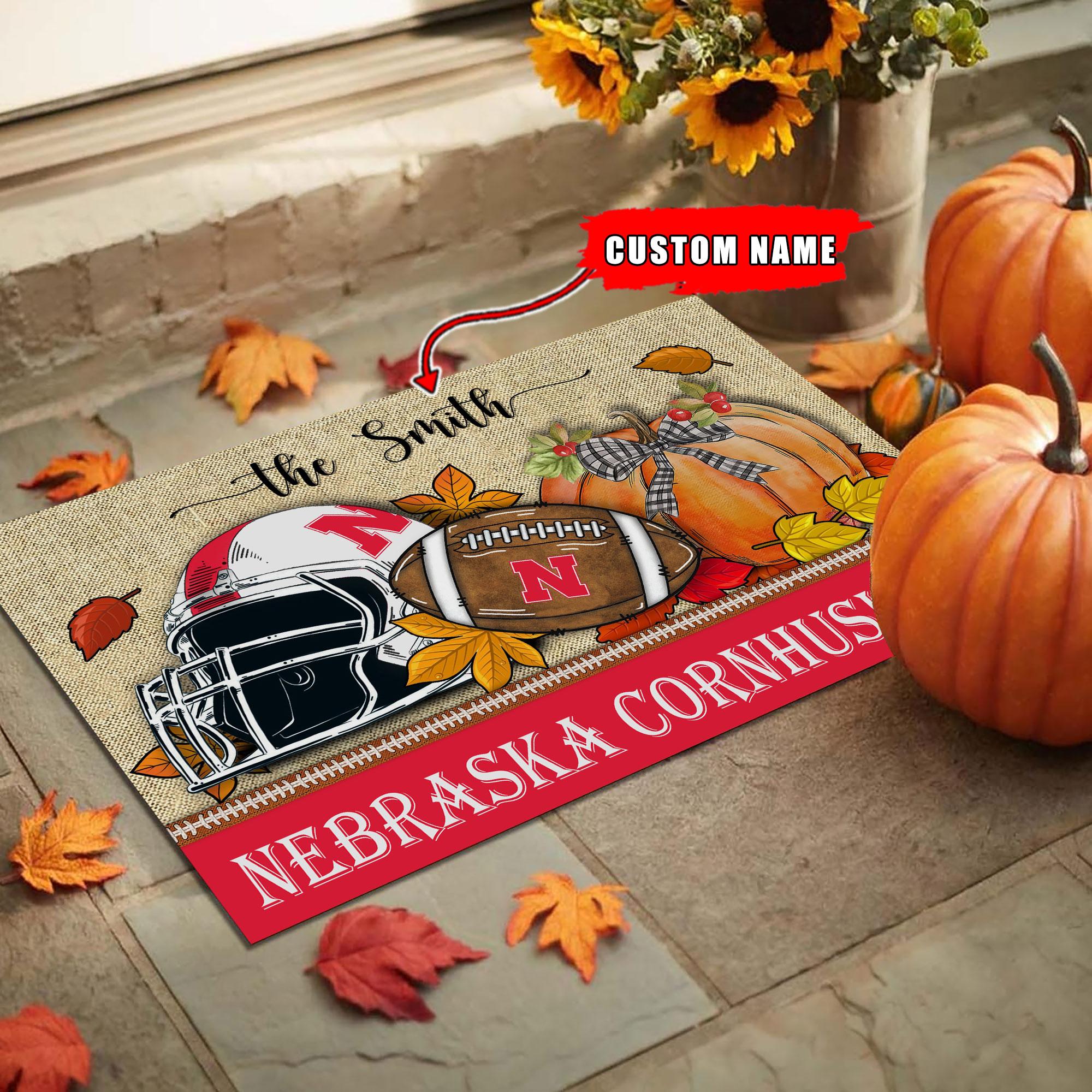 Nebraska Cornhuskers Fall Football Doormat - Famjoys Nebraska Cornhuskers Fall Football Doormat - Famjoys