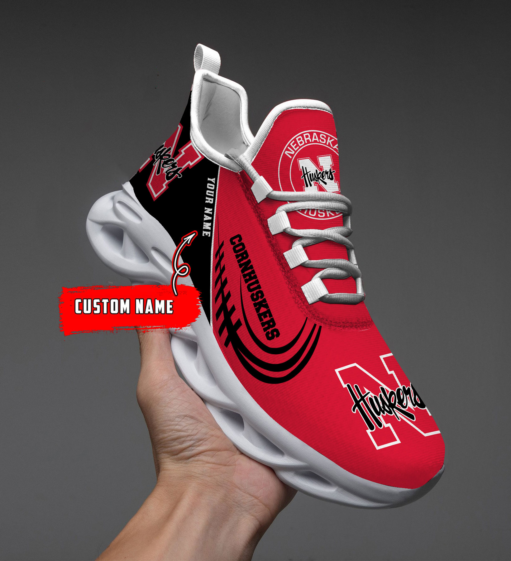 Nebraska Cornhuskers PERSONALIZED MAX SOUL SHOES T1 - Famjoys Nebraska Cornhuskers PERSONALIZED MAX SOUL SHOES T1 - Famjoys