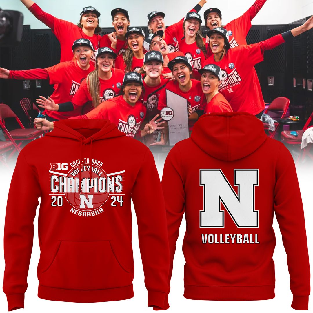 Nebraska Huskers Back-To-Back Big Ten Women's Volleyball Regular Season 2024 Champions unisex Hoodie - Famjoys Nebraska Huskers Back-To-Back Big Ten Women's Volleyball Regular Season 2024 Champions unisex Hoodie - Famjoys