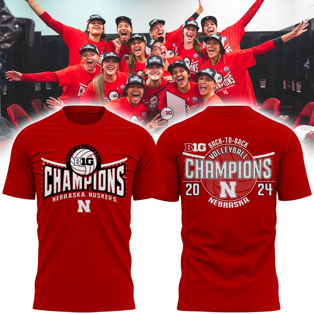 Nebraska Huskers Back-to-Back Big Ten Women's Volleyball Regular Season Champions Tshirt - Famjoys Nebraska Huskers Back-to-Back Big Ten Women's Volleyball Regular Season Champions Tshirt - Famjoys
