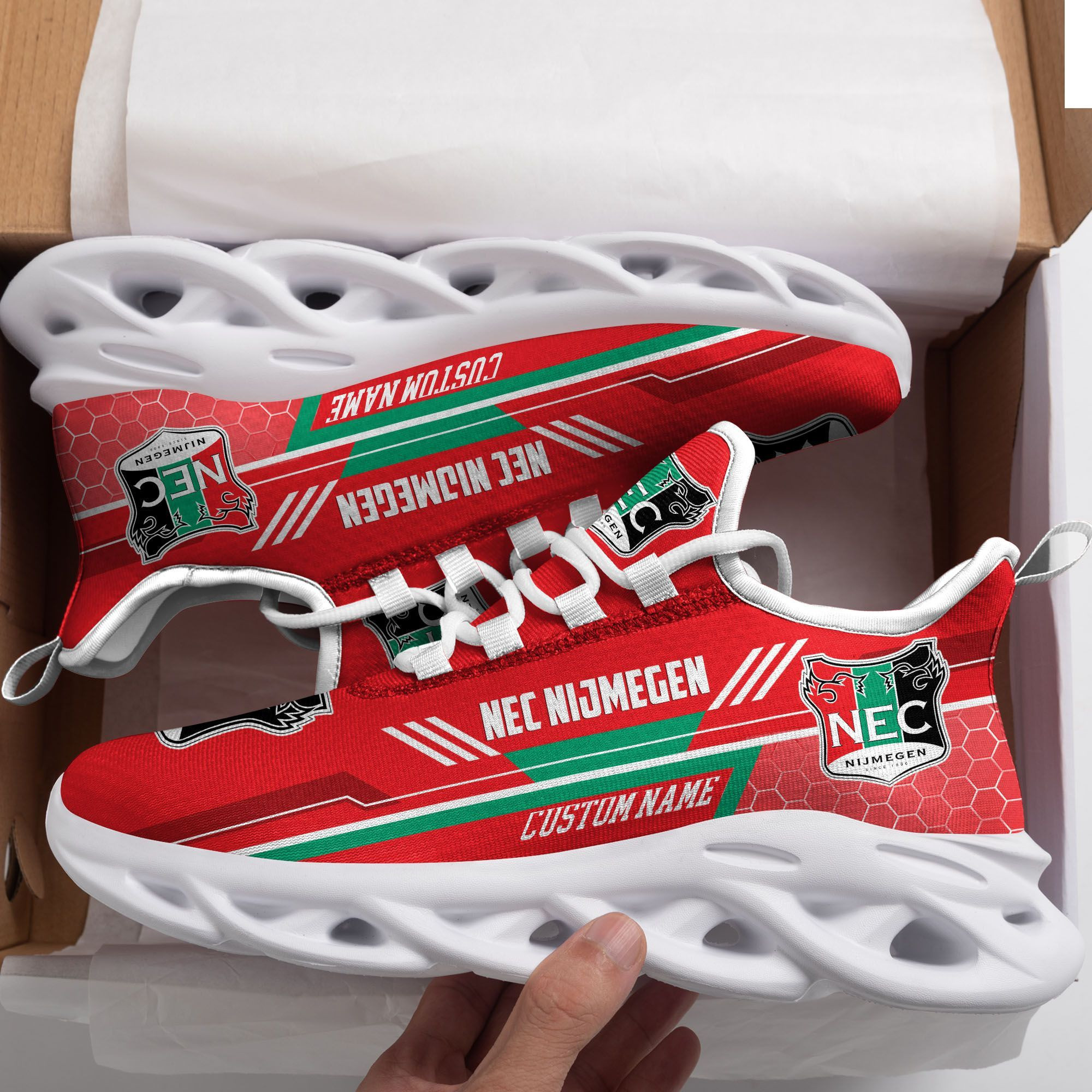 NEC Nijmegen Custom Personalized Max Soul Sneakers Shoes - Famjoys NEC Nijmegen Custom Personalized Max Soul Sneakers Shoes - Famjoys