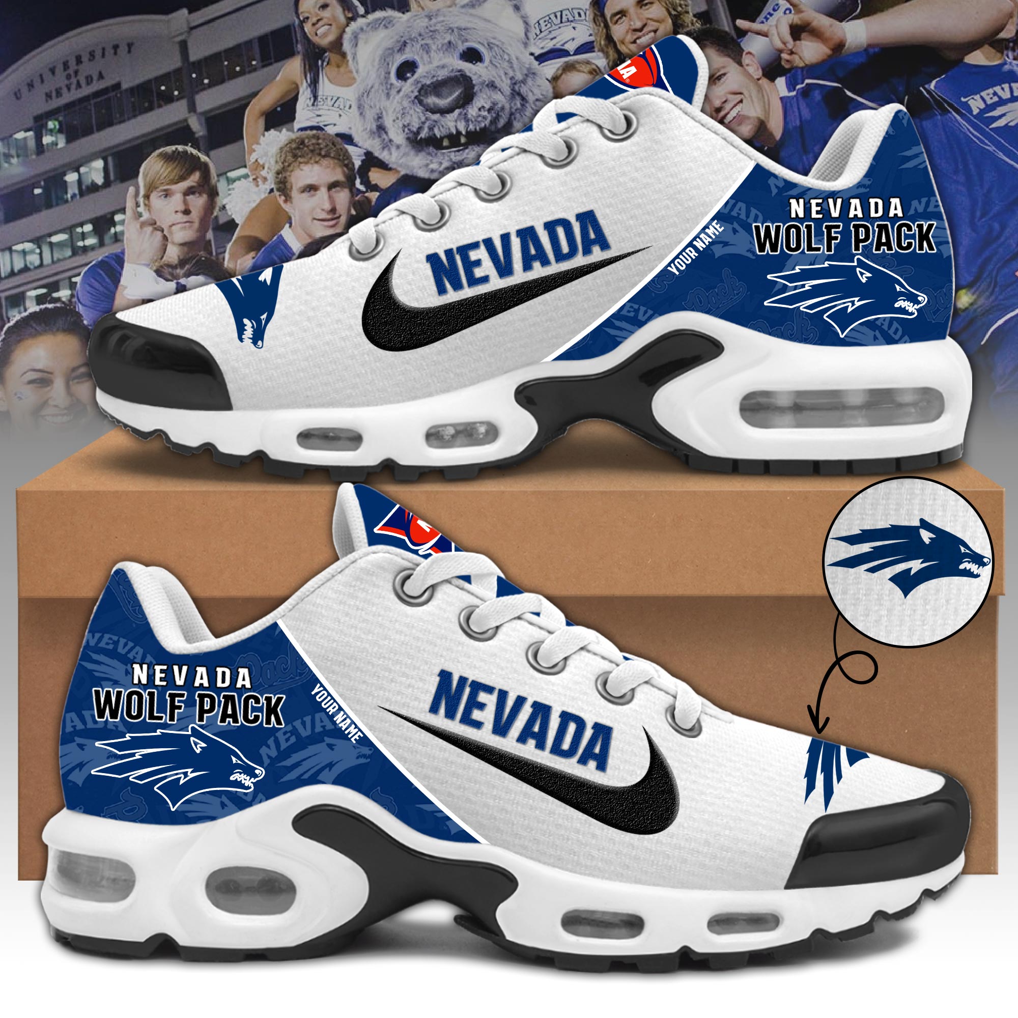 Nevada Wolf Pack Personalized Shoes - Famjoys Nevada Wolf Pack Personalized Shoes - Famjoys
