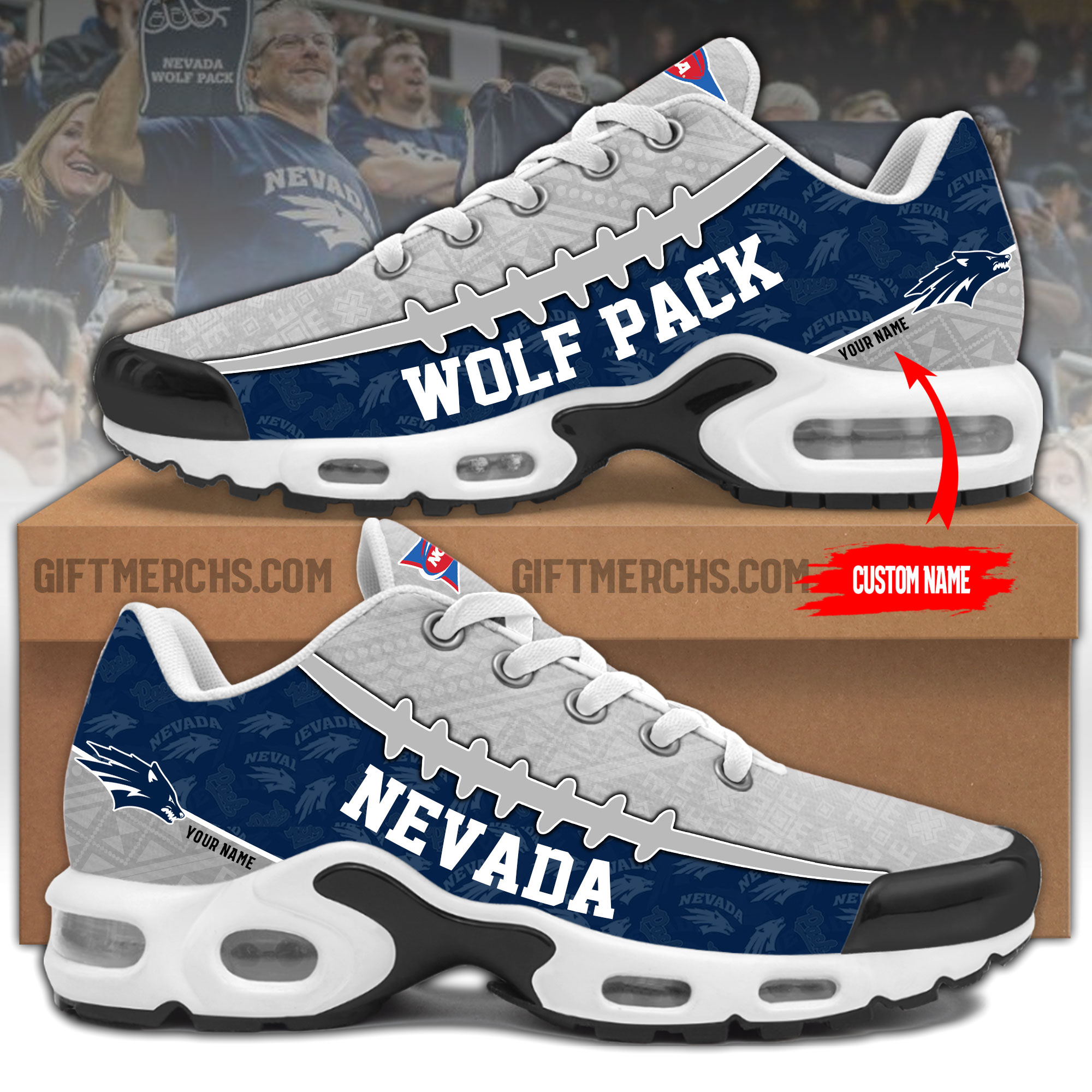 Nevada Wolf Pack Personalized Shoes - Famjoys Nevada Wolf Pack Personalized Shoes - Famjoys