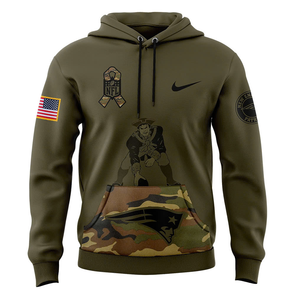 New England Patriots Camo Salute to Service Club Fleece Pullover Hoodie - Famjoys New England Patriots Camo Salute to Service Club Fleece Pullover Hoodie - Famjoys