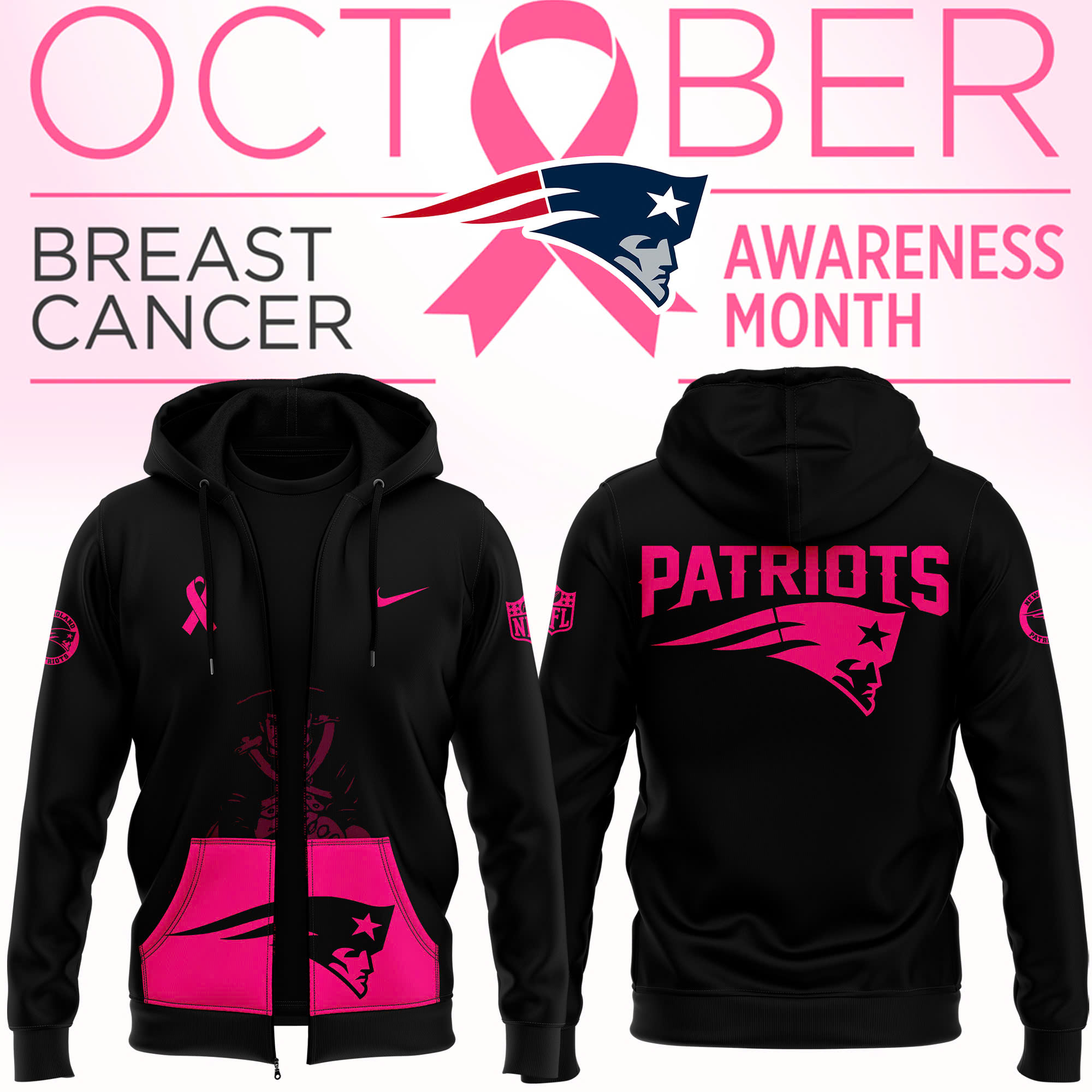 New England Patriots Crucial Catch Club Pullover Zip Hoodie - Famjoys New England Patriots Crucial Catch Club Pullover Zip Hoodie - Famjoys