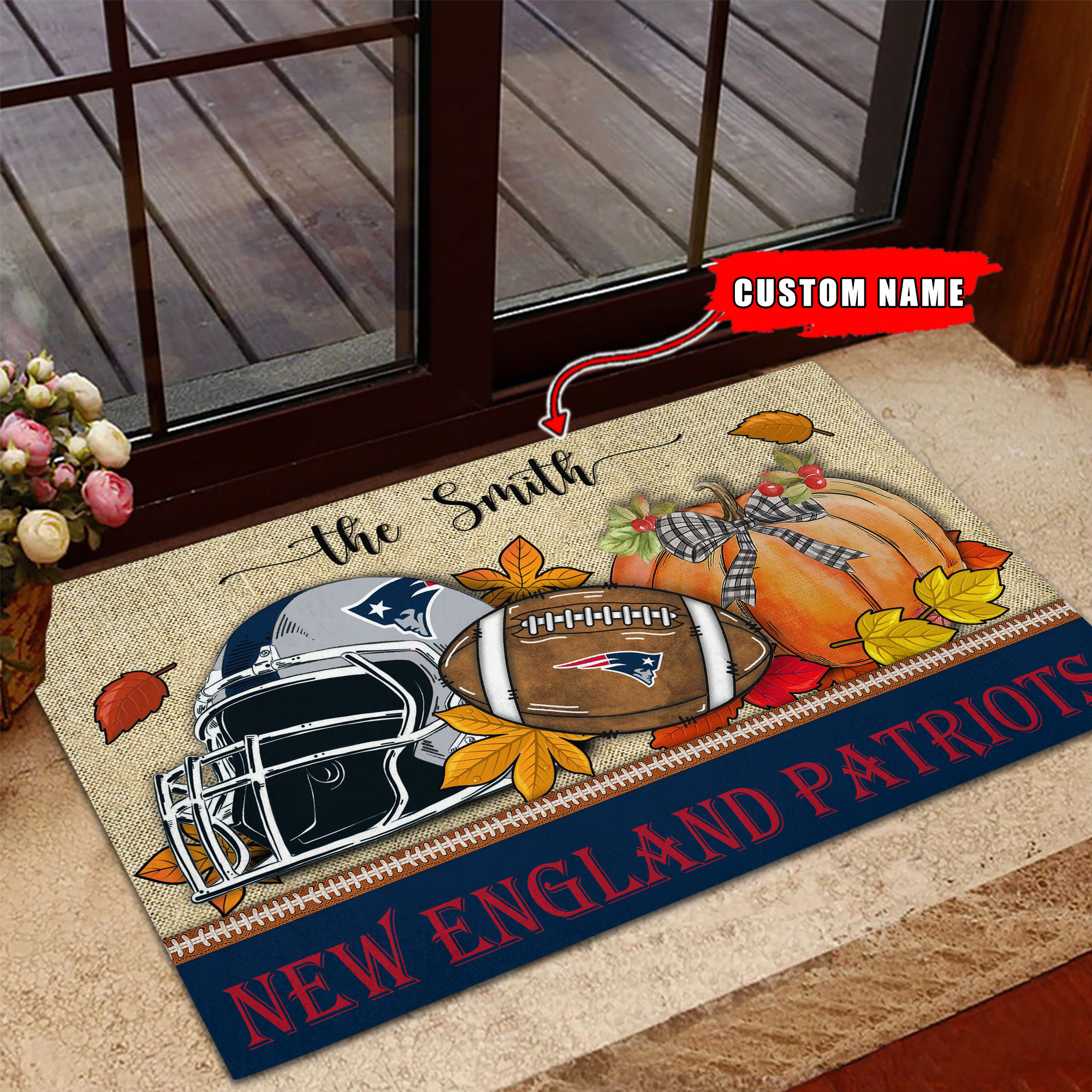 New England Patriots Fall Football Doormat - Famjoys New England Patriots Fall Football Doormat - Famjoys