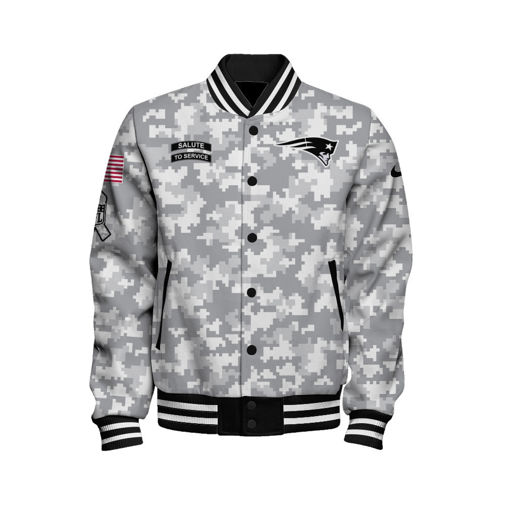 New England Patriots National Football League Arctic Camo Unisex Varsity Jacket - Famjoys New England Patriots National Football League Arctic Camo Unisex Varsity Jacket - Famjoys