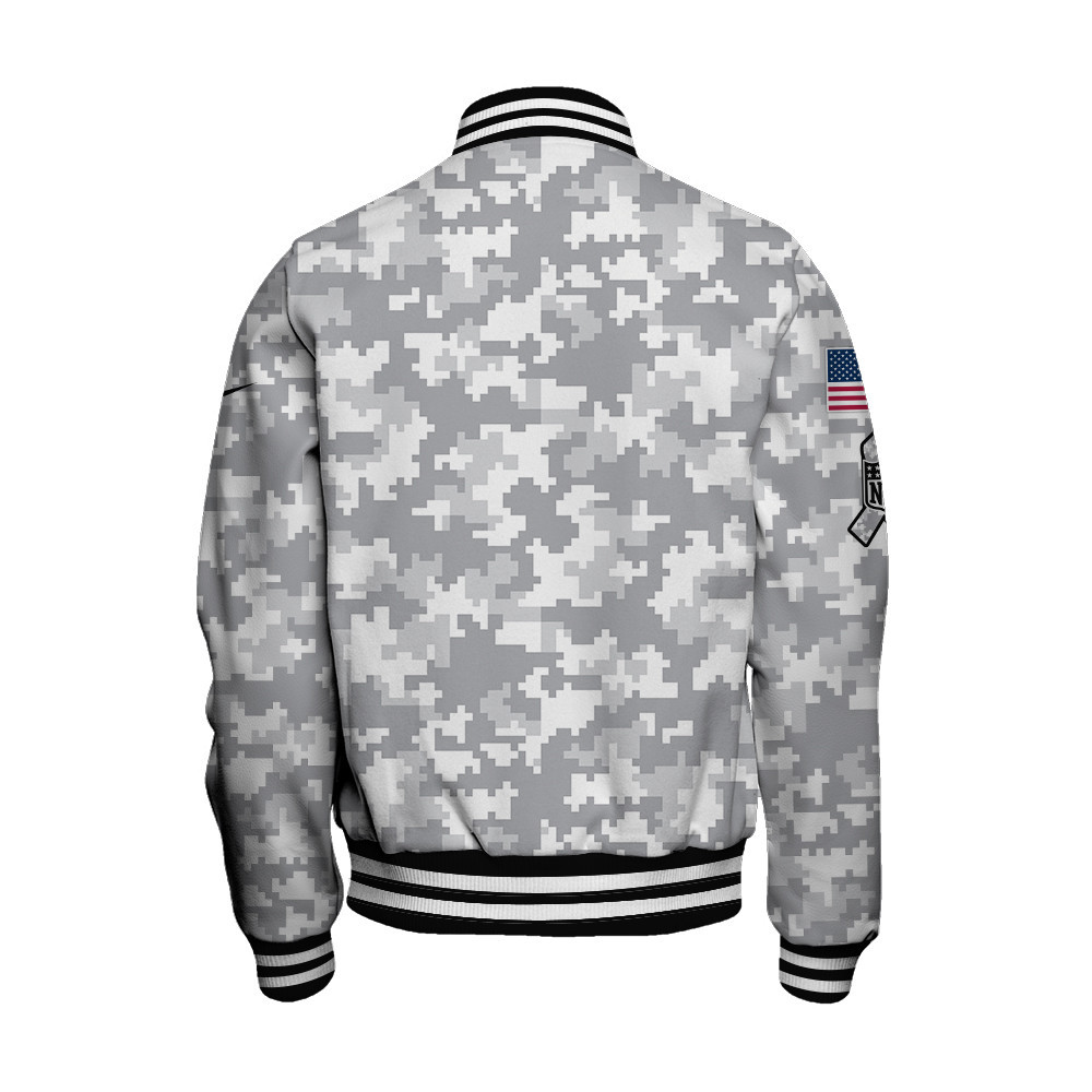 New England Patriots National Football League Arctic Camo Unisex Varsity Jacket - Famjoys New England Patriots National Football League Arctic Camo Unisex Varsity Jacket - Famjoys