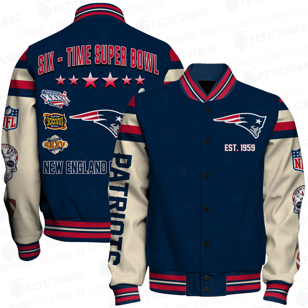 New England Patriots National Football League Print Varsity Jacket SFAT V2 - Famjoys New England Patriots National Football League Print Varsity Jacket SFAT V2 - Famjoys