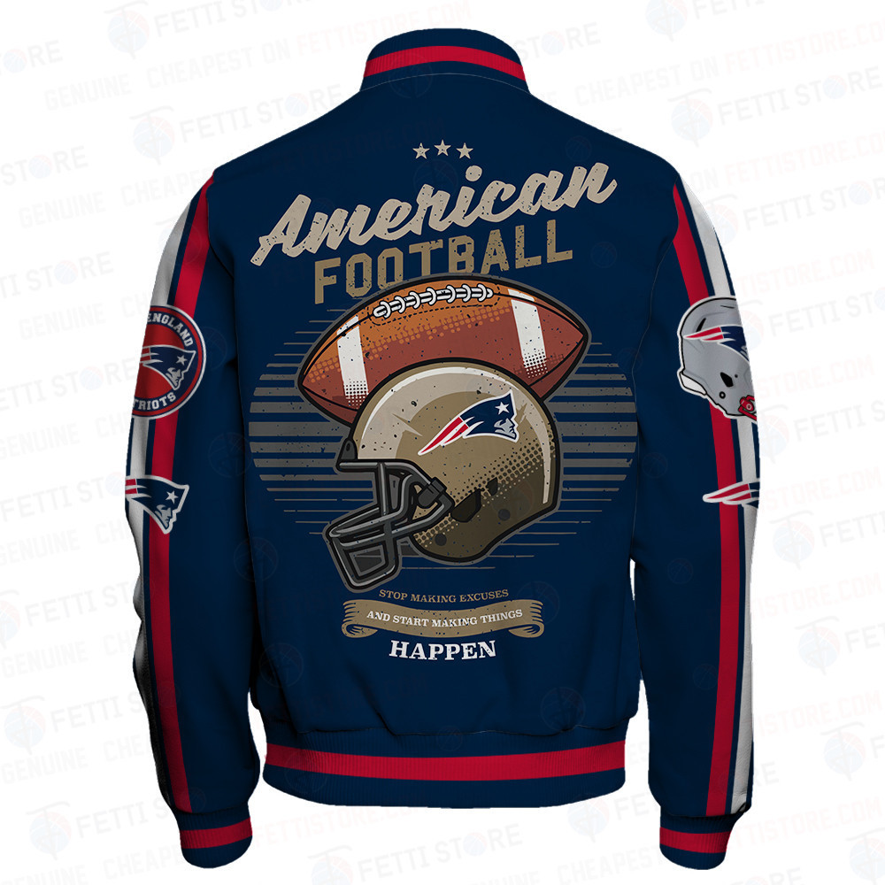 New England Patriots National Football League Print Varsity Jacket STM V3 - Famjoys New England Patriots National Football League Print Varsity Jacket STM V3 - Famjoys