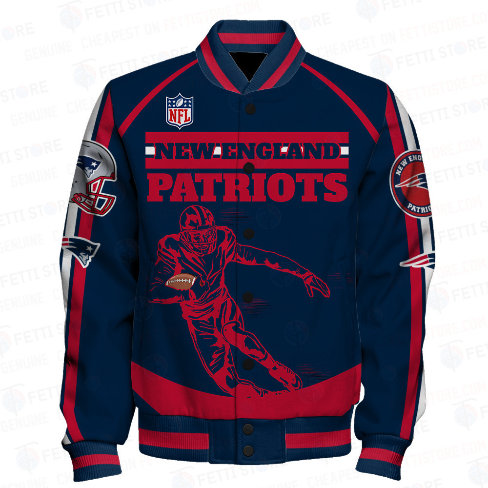 New England Patriots National Football League Print Varsity Jacket STM V3 - Famjoys New England Patriots National Football League Print Varsity Jacket STM V3 - Famjoys