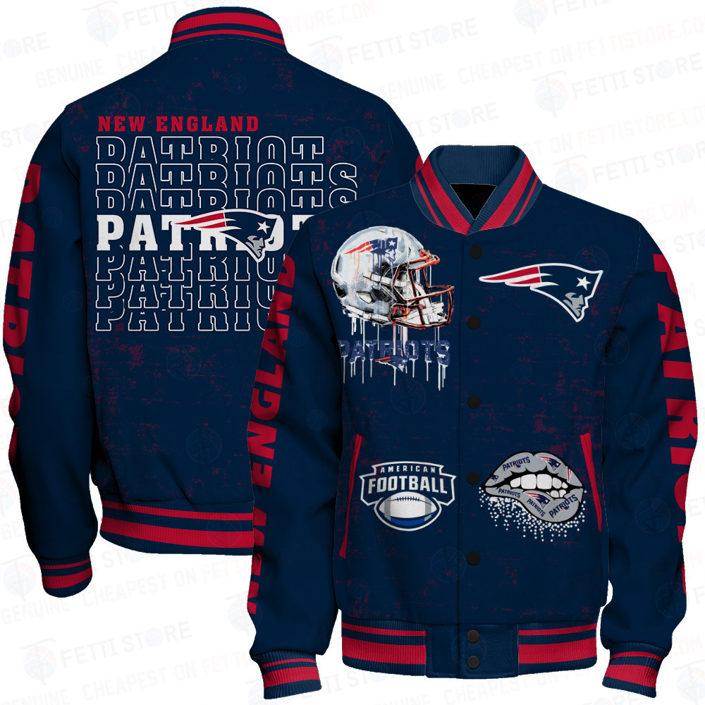 New England Patriots National Football League Print Varsity Jacket STM V6 - Famjoys New England Patriots National Football League Print Varsity Jacket STM V6 - Famjoys