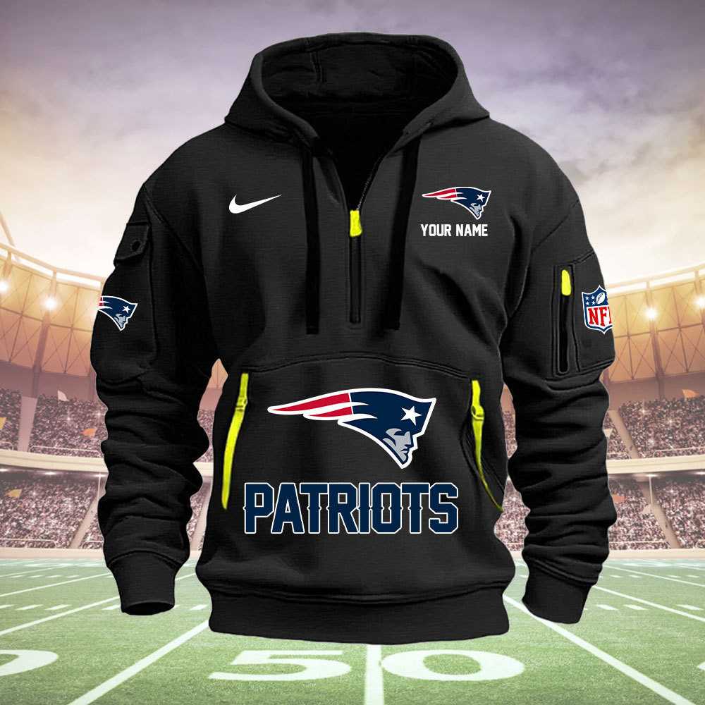 New England Patriots New Personalized Quarter Zip Hoodie AZBTQZH000002 - Famjoys New England Patriots New Personalized Quarter Zip Hoodie AZBTQZH000002 - Famjoys