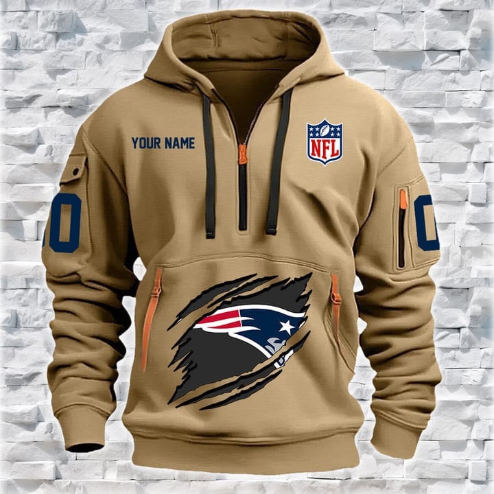 New England Patriots New Personalized Quarter Zip Hoodie AZBTQZH000077 - Famjoys New England Patriots New Personalized Quarter Zip Hoodie AZBTQZH000077 - Famjoys