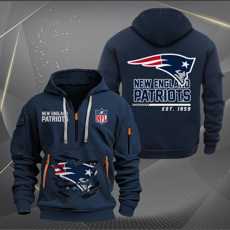 New England Patriots New Personalized Quarter Zip Hoodie AZBTQZH000116 - Famjoys New England Patriots New Personalized Quarter Zip Hoodie AZBTQZH000116 - Famjoys