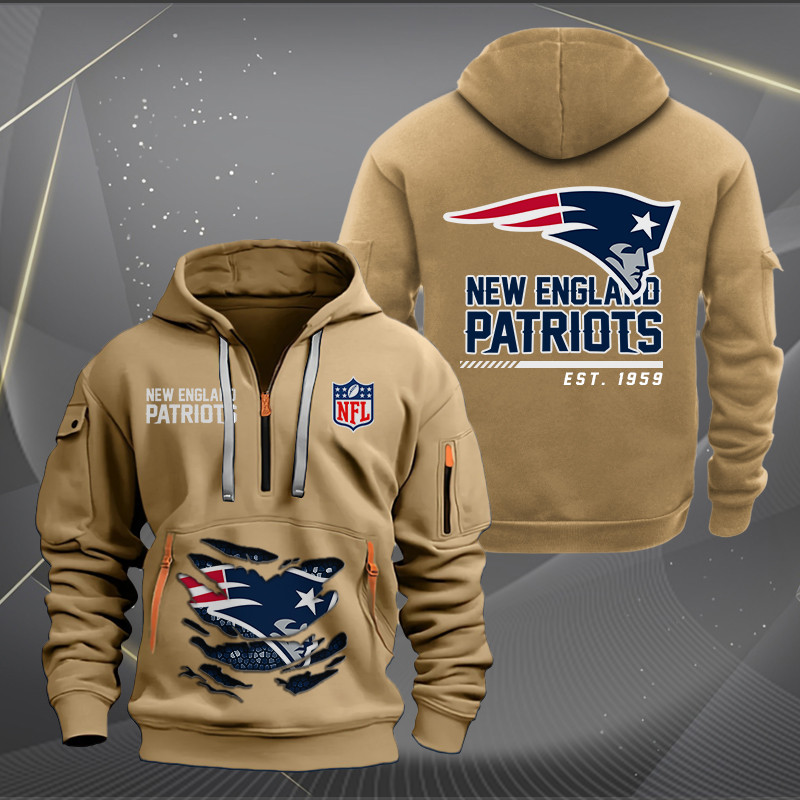 New England Patriots New Personalized Quarter Zip Hoodie AZBTQZH000116 - Famjoys New England Patriots New Personalized Quarter Zip Hoodie AZBTQZH000116 - Famjoys