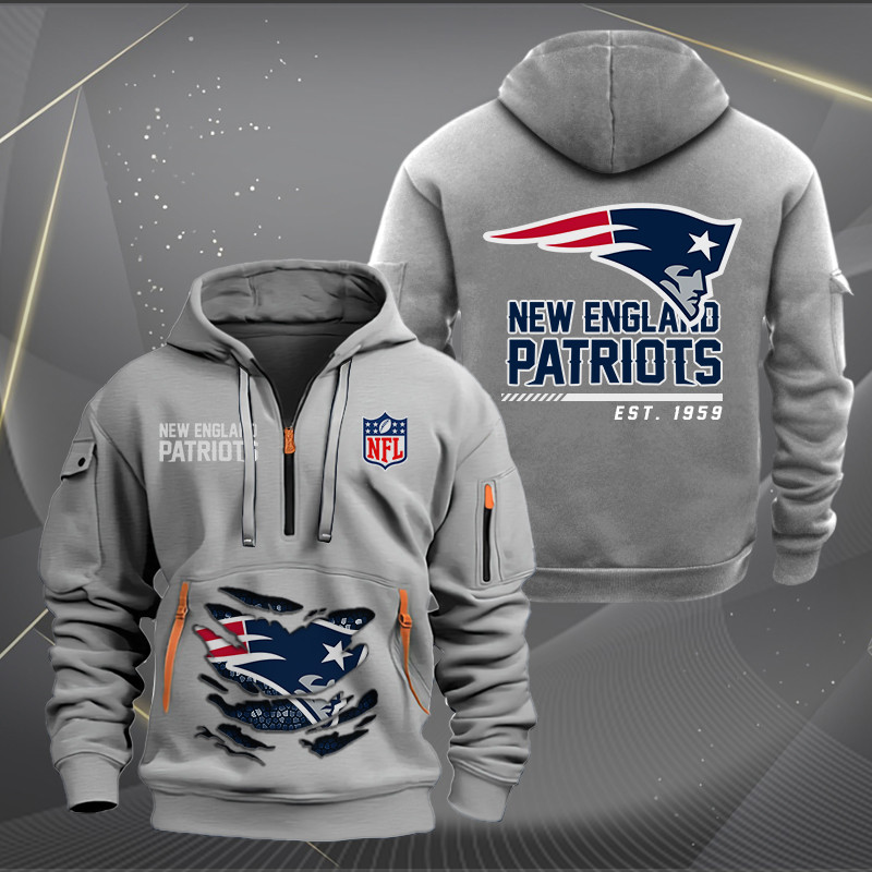 New England Patriots New Personalized Quarter Zip Hoodie AZBTQZH000116 - Famjoys New England Patriots New Personalized Quarter Zip Hoodie AZBTQZH000116 - Famjoys