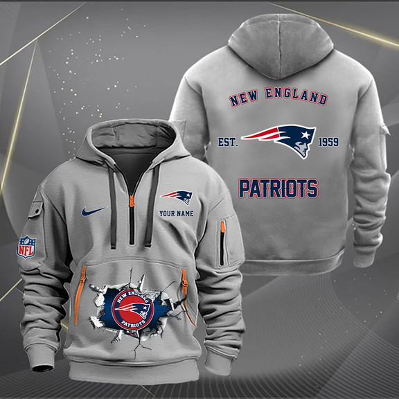 New England Patriots New Personalized Quarter Zip Hoodie AZBTQZH000135 - Famjoys New England Patriots New Personalized Quarter Zip Hoodie AZBTQZH000135 - Famjoys