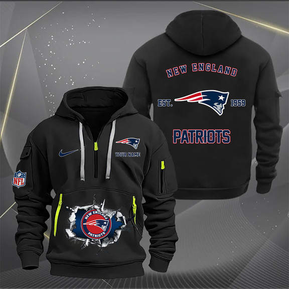 New England Patriots New Personalized Quarter Zip Hoodie AZBTQZH000135 - Famjoys New England Patriots New Personalized Quarter Zip Hoodie AZBTQZH000135 - Famjoys
