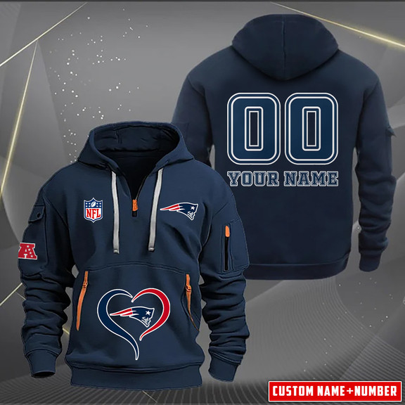 New England Patriots New Personalized Quarter Zip Hoodie AZBTQZH000150 - Famjoys New England Patriots New Personalized Quarter Zip Hoodie AZBTQZH000150 - Famjoys
