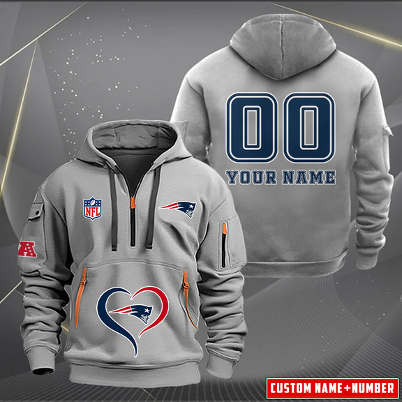 New England Patriots New Personalized Quarter Zip Hoodie AZBTQZH000150 - Famjoys New England Patriots New Personalized Quarter Zip Hoodie AZBTQZH000150 - Famjoys