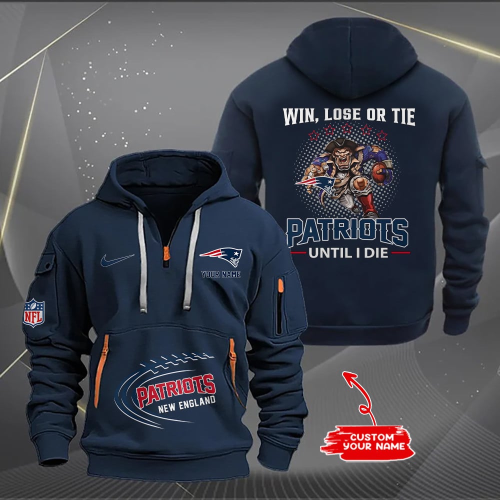 New England Patriots New Personalized Quarter Zip Hoodie AZBTQZH000176 - Famjoys New England Patriots New Personalized Quarter Zip Hoodie AZBTQZH000176 - Famjoys