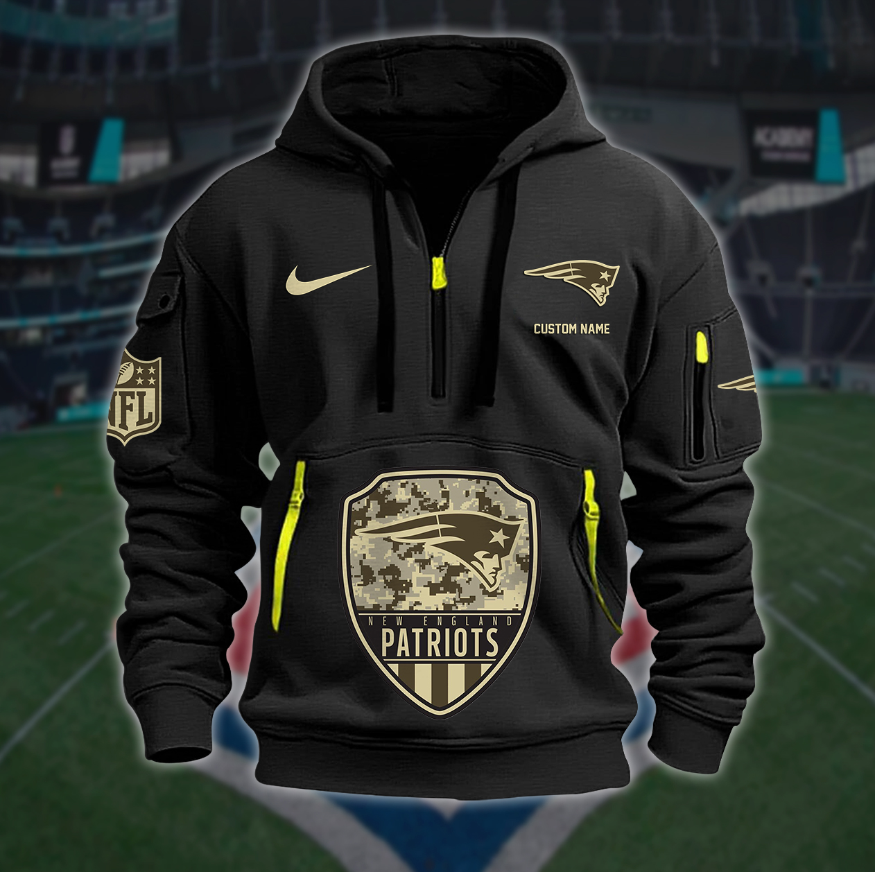 New England Patriots New Personalized Quarter Zip Hoodie AZBTQZH000196 - Famjoys New England Patriots New Personalized Quarter Zip Hoodie AZBTQZH000196 - Famjoys