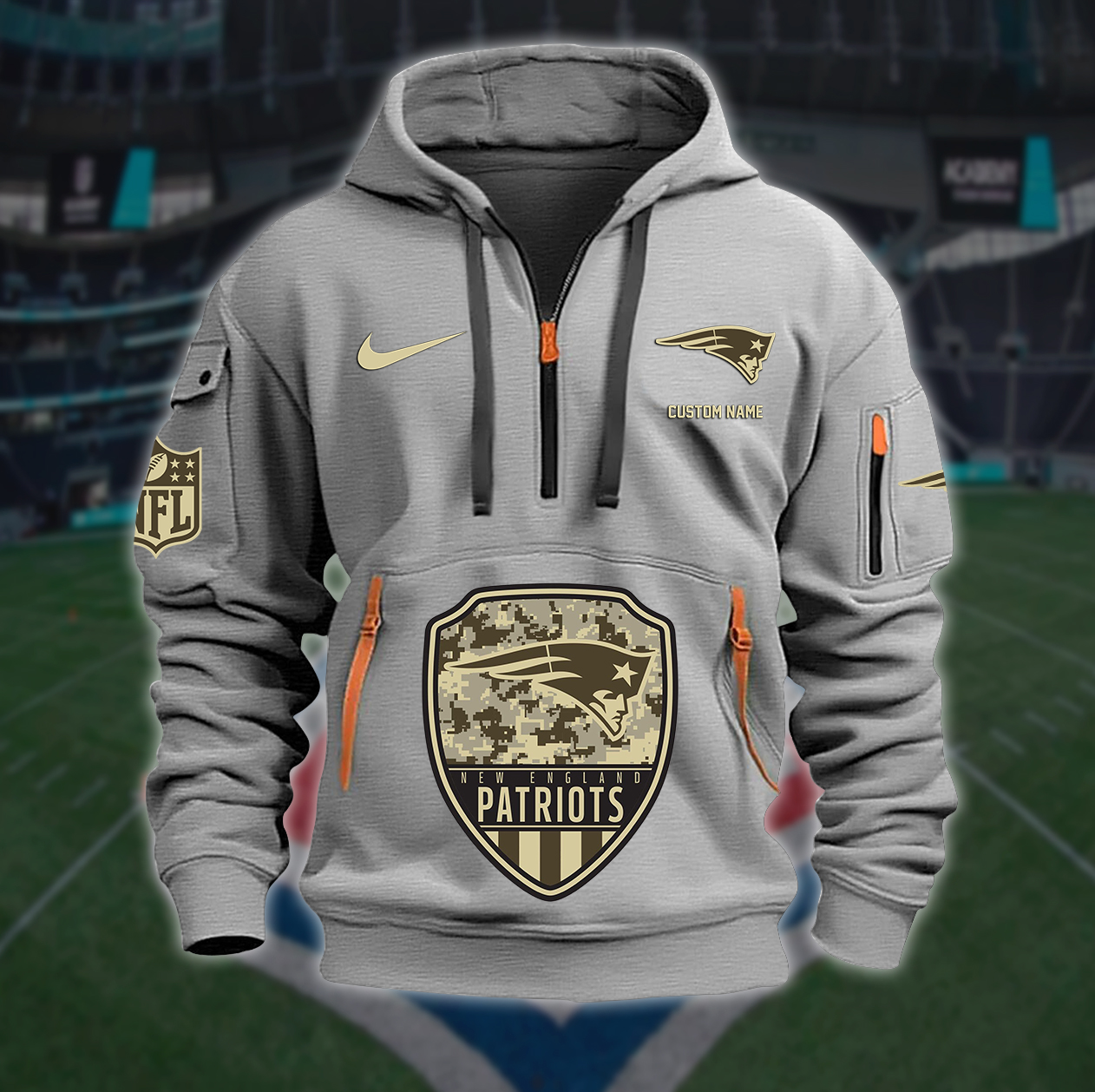 New England Patriots New Personalized Quarter Zip Hoodie AZBTQZH000196 - Famjoys New England Patriots New Personalized Quarter Zip Hoodie AZBTQZH000196 - Famjoys