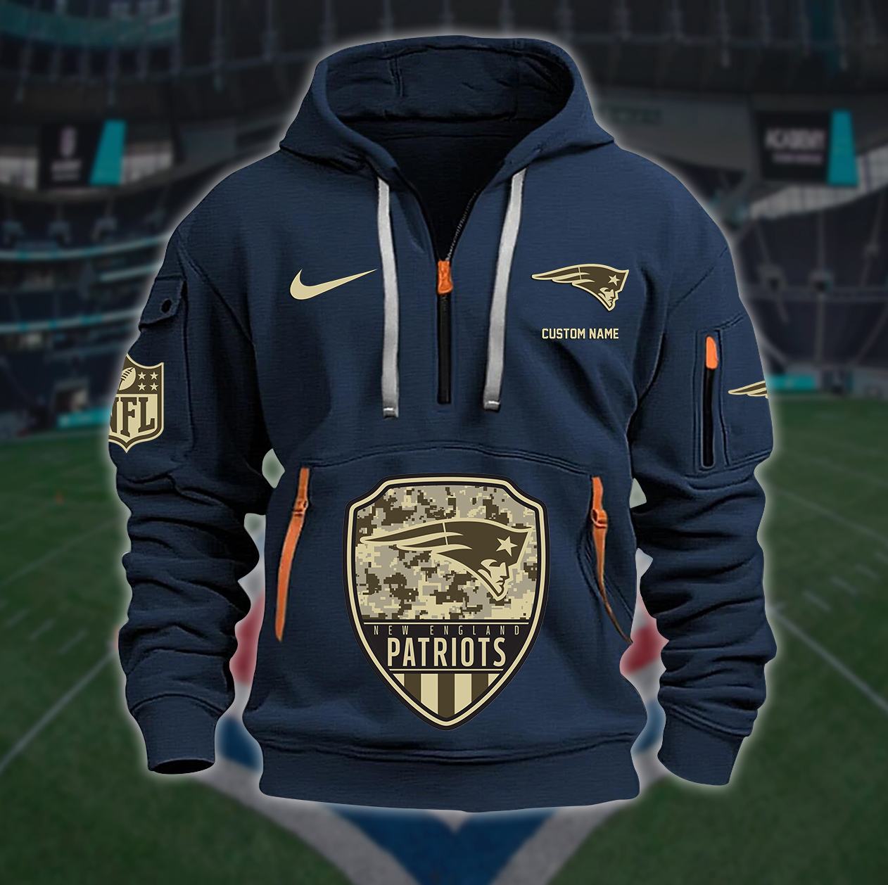 New England Patriots New Personalized Quarter Zip Hoodie AZBTQZH000196 - Famjoys New England Patriots New Personalized Quarter Zip Hoodie AZBTQZH000196 - Famjoys