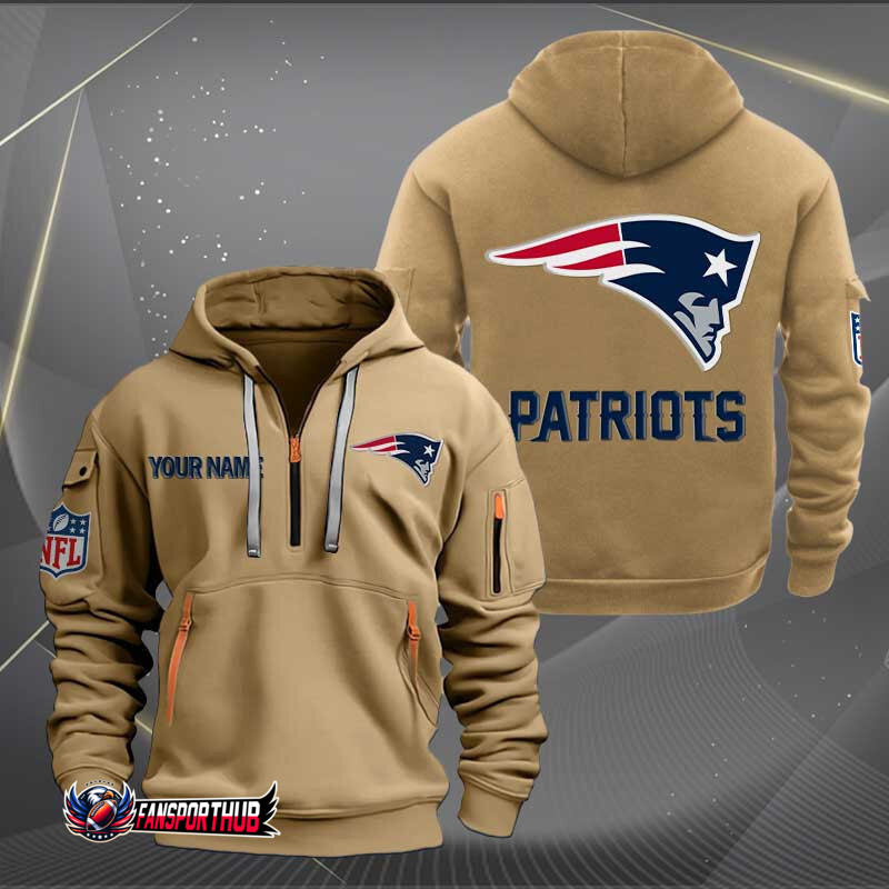 New England Patriots New Personalized Quarter Zip Hoodie AZBTQZH000229 - Famjoys New England Patriots New Personalized Quarter Zip Hoodie AZBTQZH000229 - Famjoys