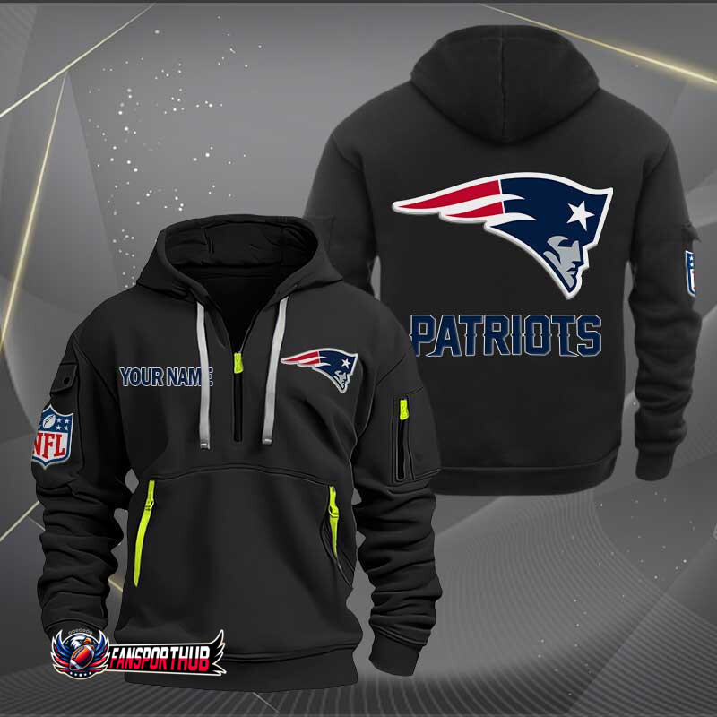 New England Patriots New Personalized Quarter Zip Hoodie AZBTQZH000229 - Famjoys New England Patriots New Personalized Quarter Zip Hoodie AZBTQZH000229 - Famjoys