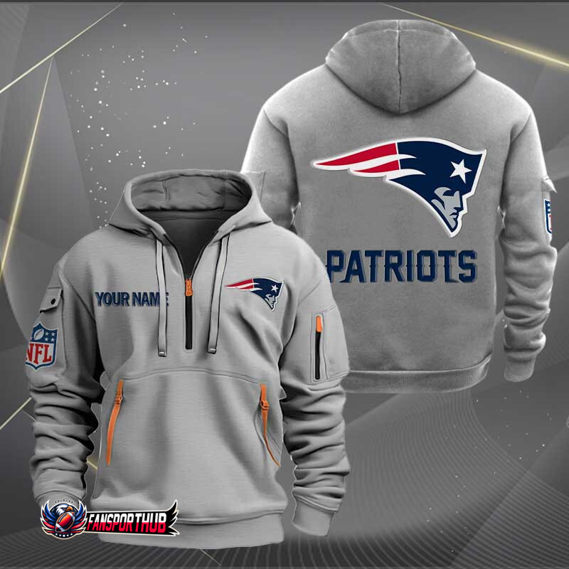 New England Patriots New Personalized Quarter Zip Hoodie AZBTQZH000229 - Famjoys New England Patriots New Personalized Quarter Zip Hoodie AZBTQZH000229 - Famjoys