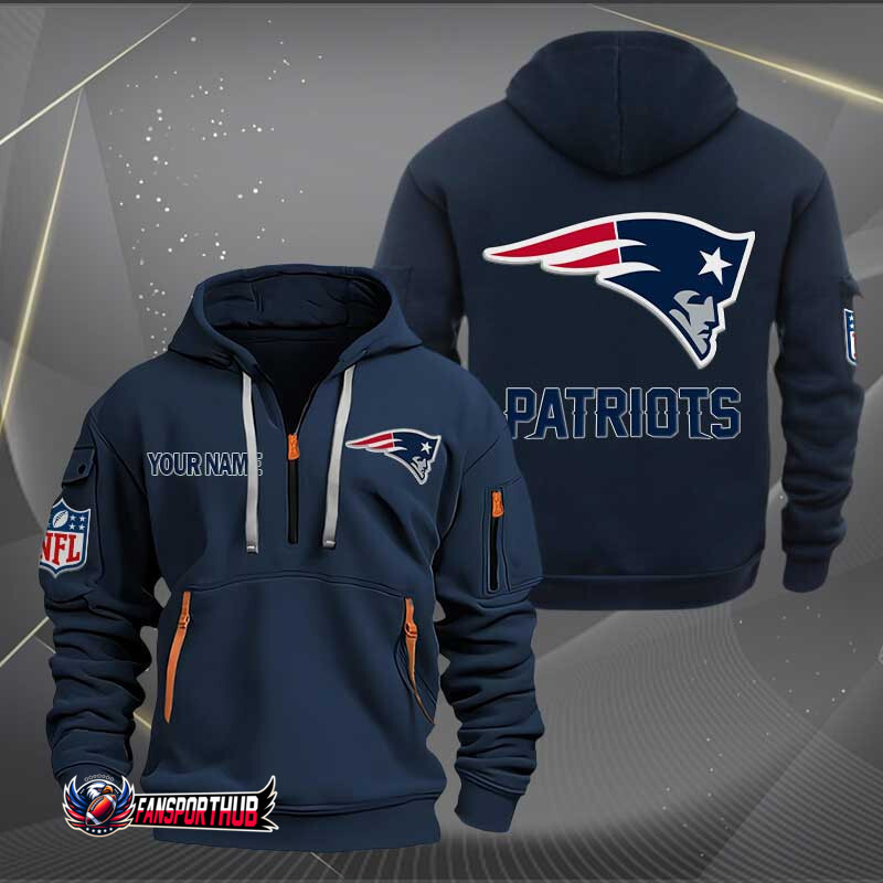 New England Patriots New Personalized Quarter Zip Hoodie AZBTQZH000229 - Famjoys New England Patriots New Personalized Quarter Zip Hoodie AZBTQZH000229 - Famjoys