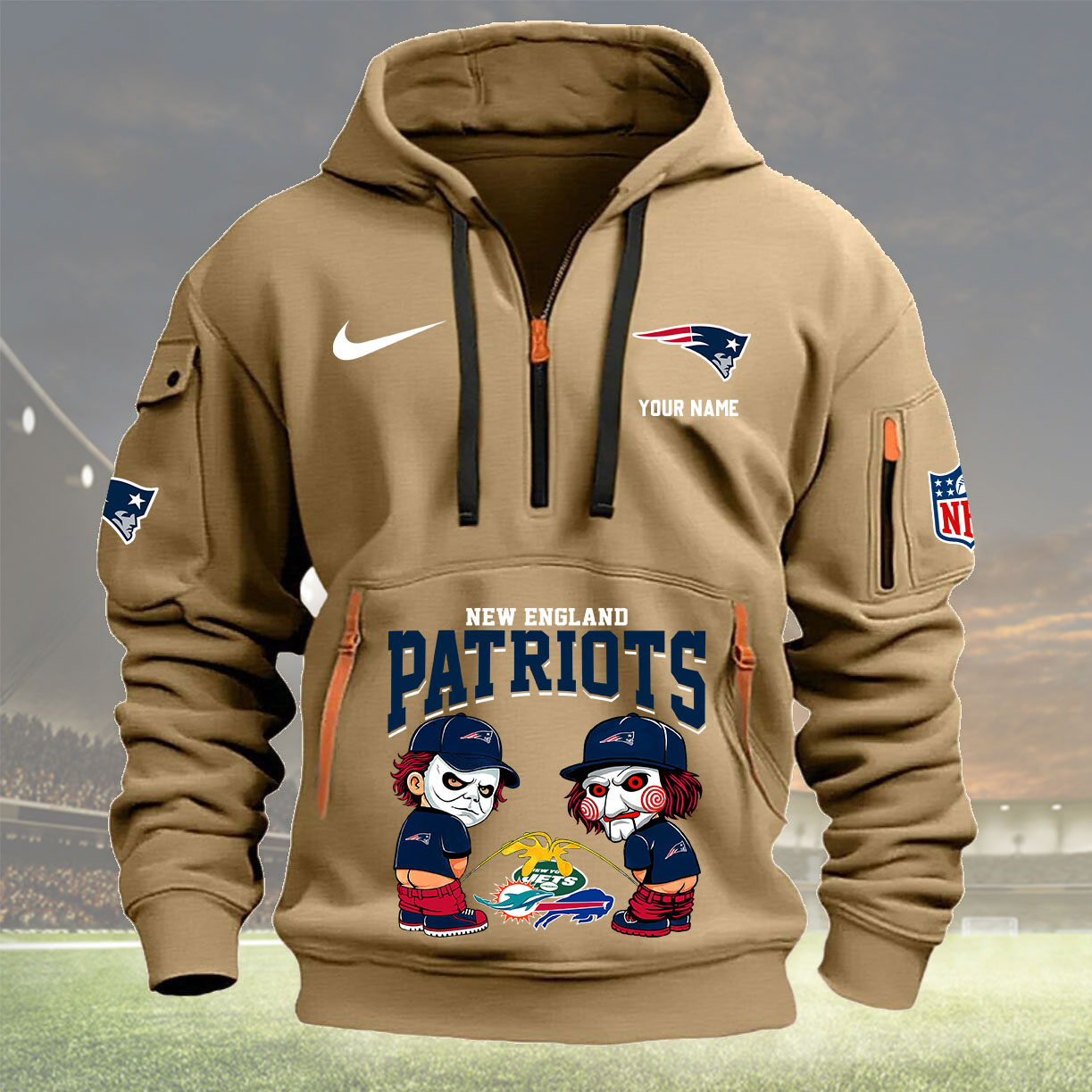 New England Patriots Personalized Quarter Zip Hoodie New Collection AZBTQZH000293 - Famjoys New England Patriots Personalized Quarter Zip Hoodie New Collection AZBTQZH000293 - Famjoys