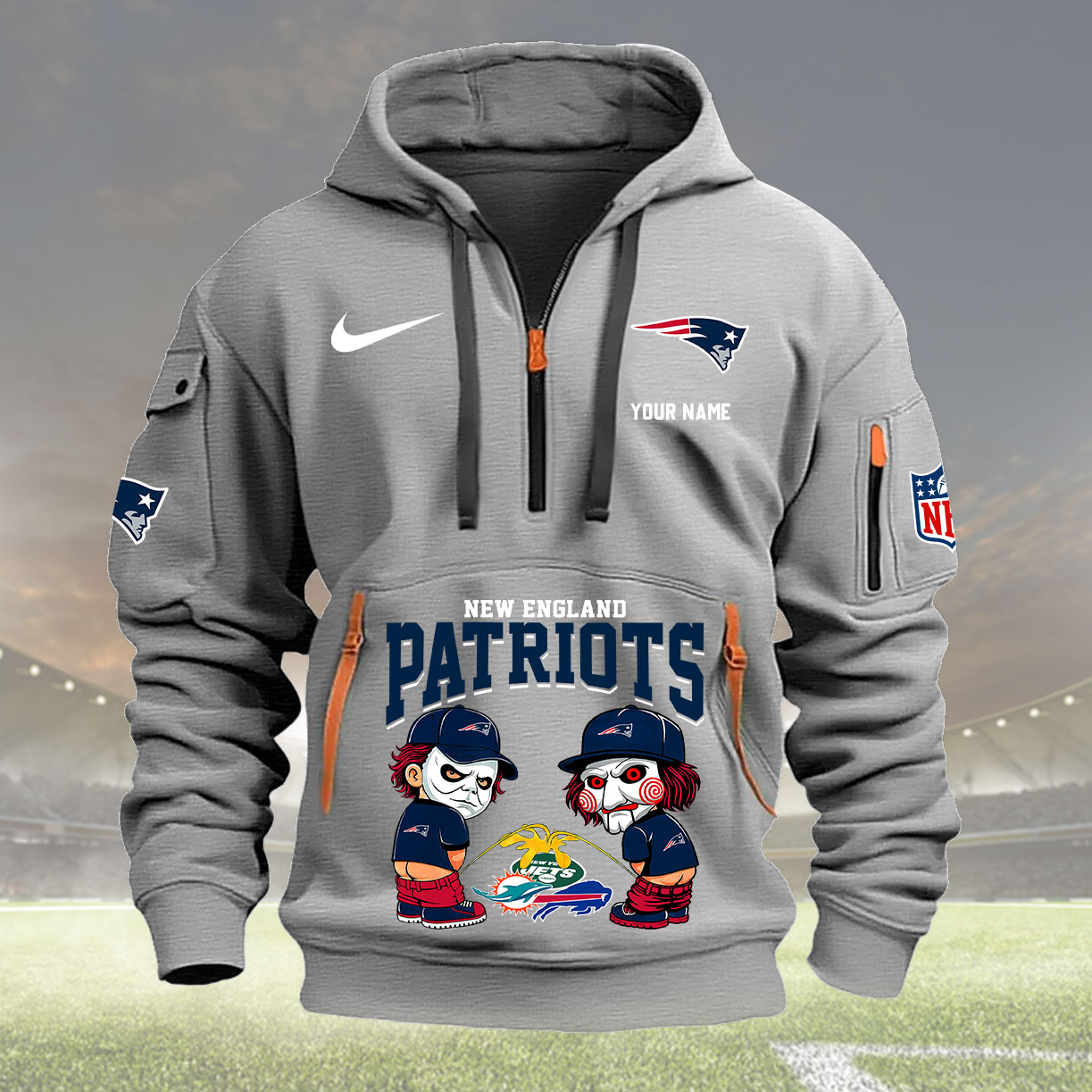 New England Patriots Personalized Quarter Zip Hoodie New Collection AZBTQZH000293 - Famjoys New England Patriots Personalized Quarter Zip Hoodie New Collection AZBTQZH000293 - Famjoys