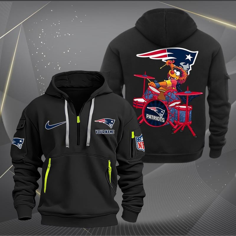 New England Patriots Premium Personalized Quarter Zip Hoodie AZBTCQZH000022 - Famjoys New England Patriots Premium Personalized Quarter Zip Hoodie AZBTCQZH000022 - Famjoys