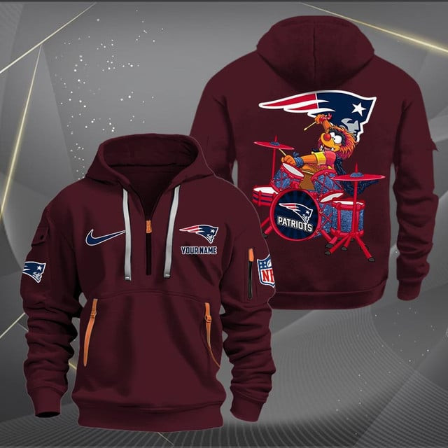 New England Patriots Premium Personalized Quarter Zip Hoodie AZBTCQZH000022 - Famjoys New England Patriots Premium Personalized Quarter Zip Hoodie AZBTCQZH000022 - Famjoys
