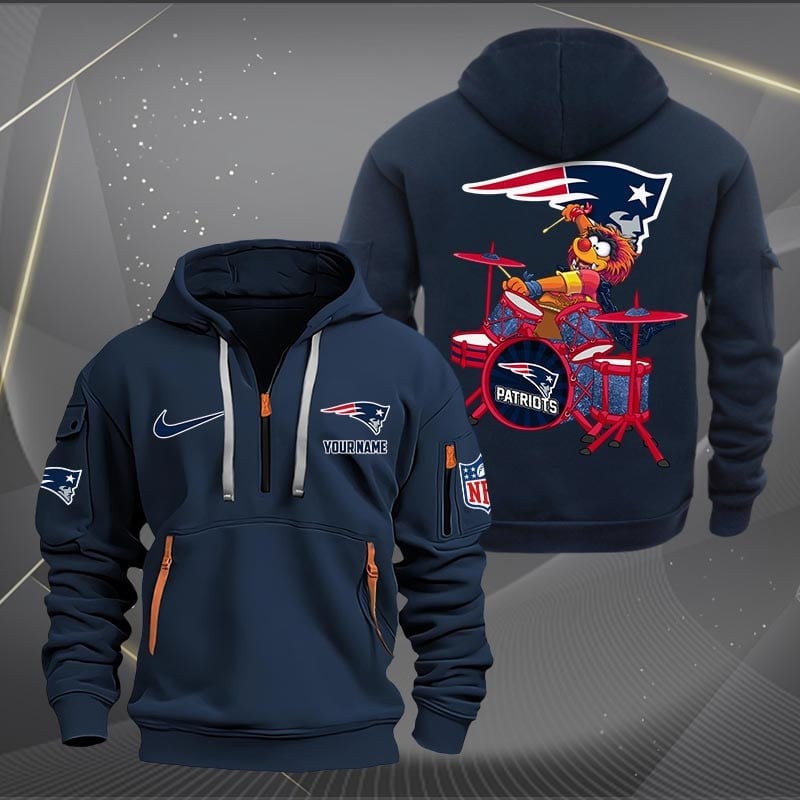 New England Patriots Premium Personalized Quarter Zip Hoodie AZBTCQZH000022 - Famjoys New England Patriots Premium Personalized Quarter Zip Hoodie AZBTCQZH000022 - Famjoys
