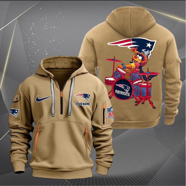 New England Patriots Premium Personalized Quarter Zip Hoodie AZBTCQZH000022 - Famjoys New England Patriots Premium Personalized Quarter Zip Hoodie AZBTCQZH000022 - Famjoys