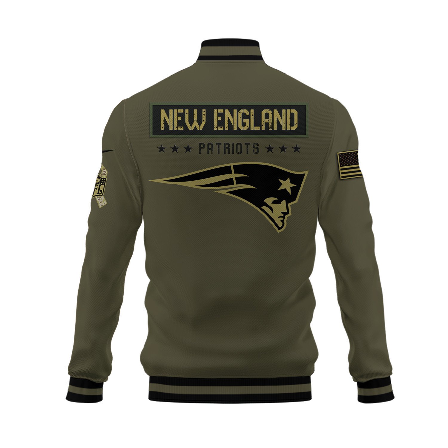 New England Patriots Salute To Service Club Baseball Jacket Varsity Jacket - Green - Famjoys New England Patriots Salute To Service Club Baseball Jacket Varsity Jacket - Green - Famjoys