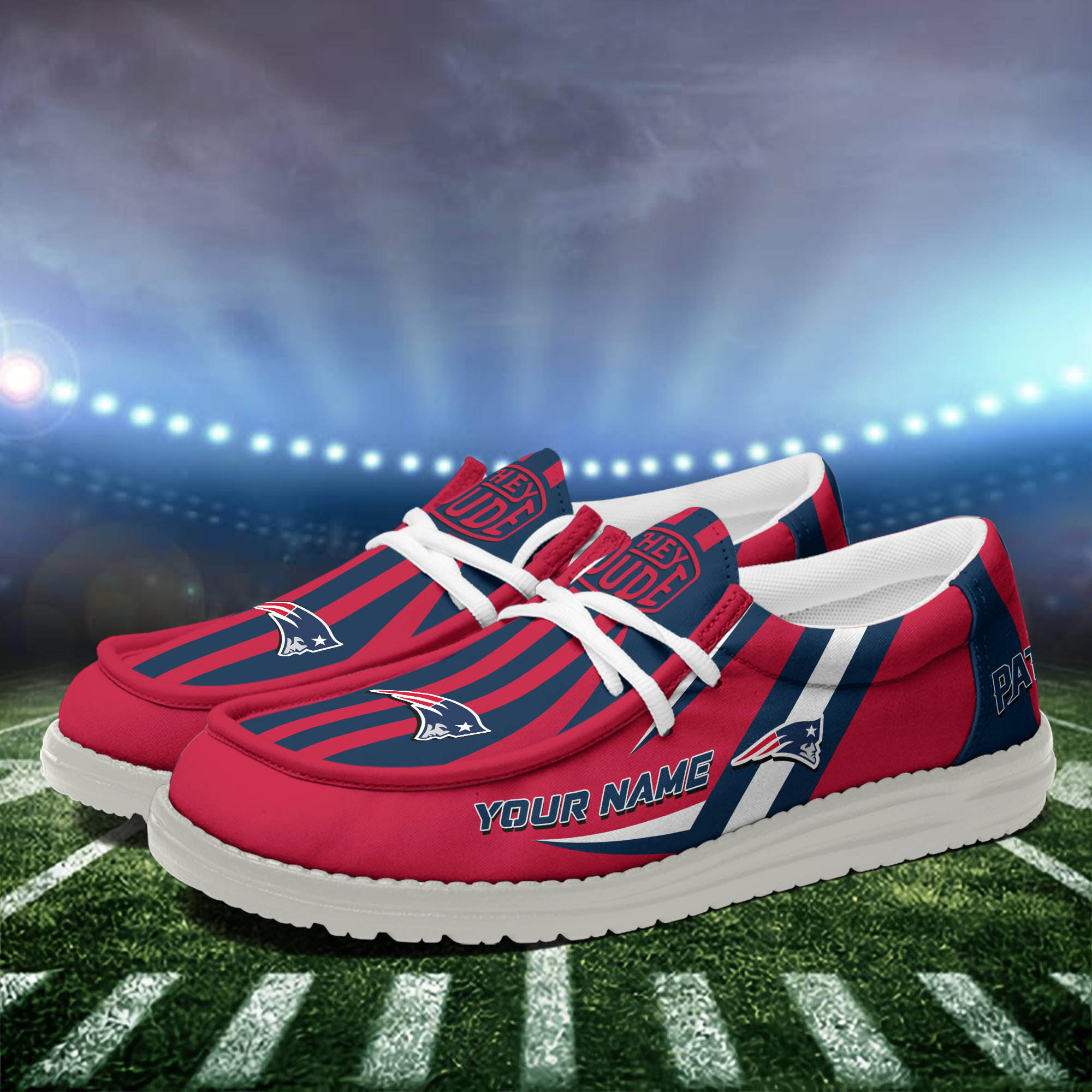 New England Patriots Team White Canvas Loafer Shoes Personalized Your Name - Famjoys New England Patriots Team White Canvas Loafer Shoes Personalized Your Name - Famjoys
