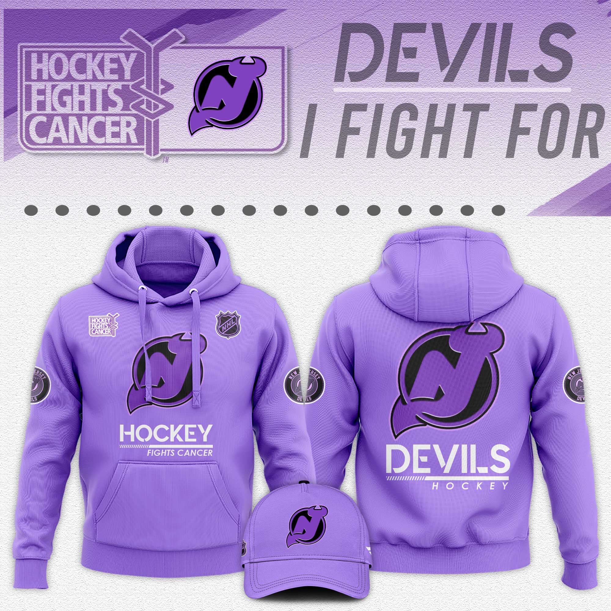 New Jersey Devils Hockey Fights Cancer Unisex Hoodie - Famjoys New Jersey Devils Hockey Fights Cancer Unisex Hoodie - Famjoys