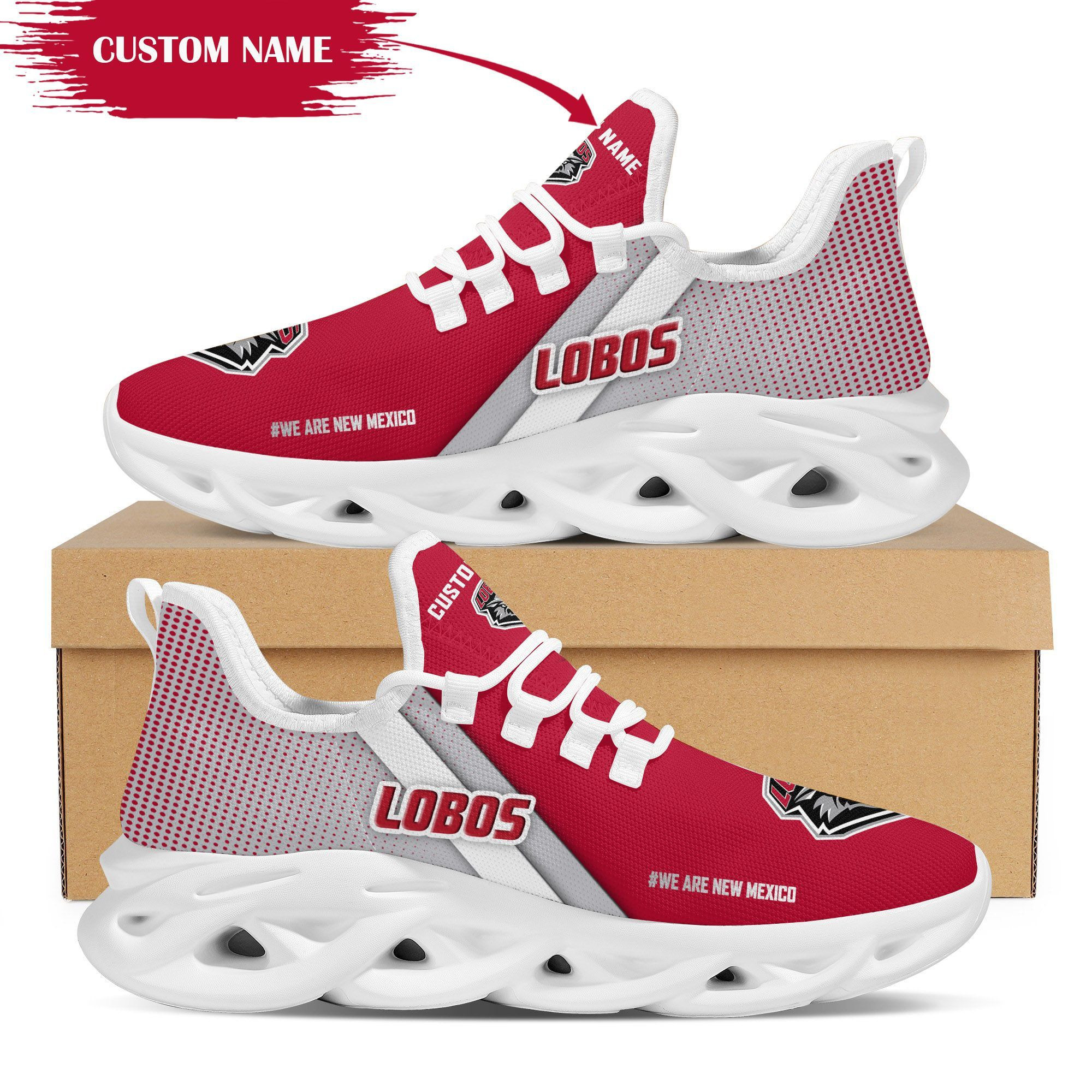 New Mexico Lobos Custom Personalized Max Soul Sneakers Shoes - Famjoys New Mexico Lobos Custom Personalized Max Soul Sneakers Shoes - Famjoys