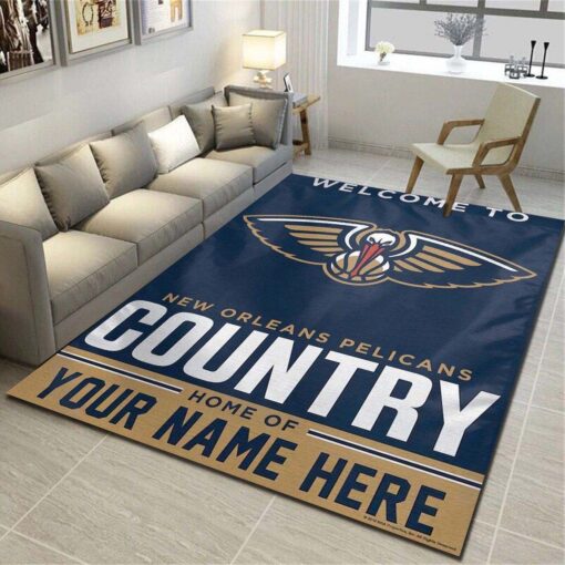 New Orleans Pelicans Personalized Area Rug, Living Room Carpet, Customized Fan Cave Floor Mat - Famjoys New Orleans Pelicans Personalized Area Rug, Living Room Carpet, Customized Fan Cave Floor Mat - Famjoys