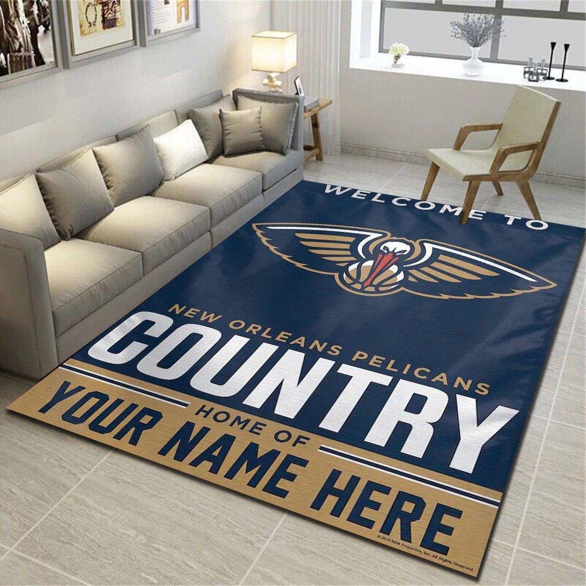 New Orleans Pelicans Personalized Area Rug, Living Room Carpet, Customized Fan Cave Floor Mat - Famjoys New Orleans Pelicans Personalized Area Rug, Living Room Carpet, Customized Fan Cave Floor Mat - Famjoys