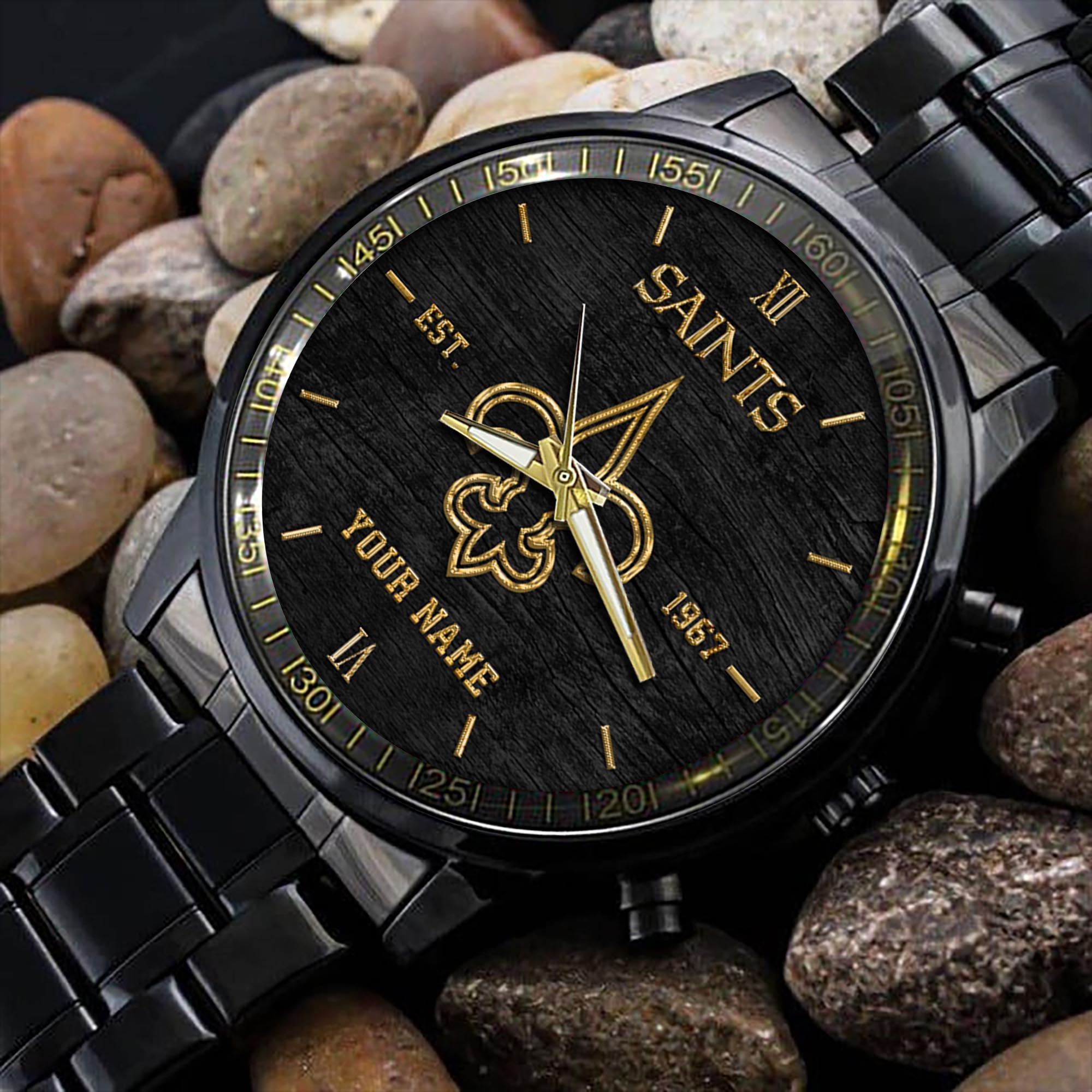 New Orleans Saints Black Fashion Sport Black Fashion Watch - Famjoys New Orleans Saints Black Fashion Sport Black Fashion Watch - Famjoys