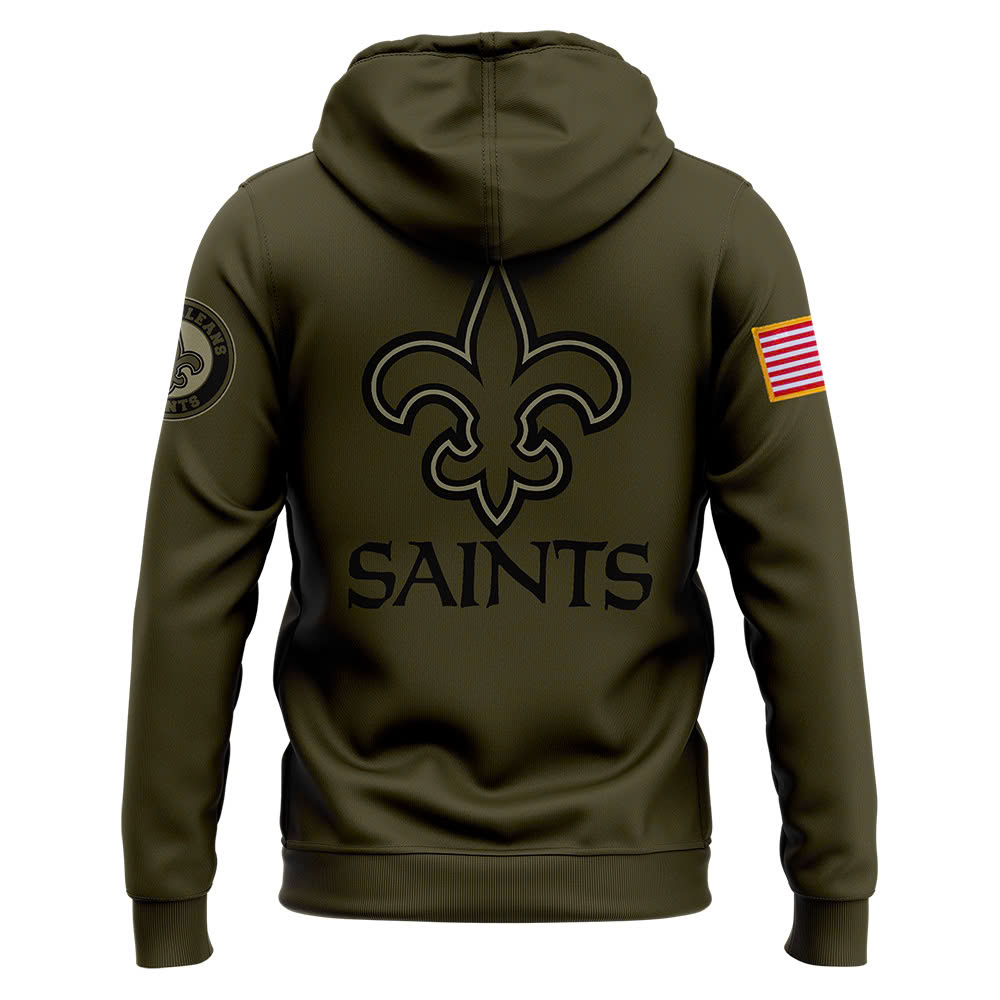 New Orleans Saints Camo Salute to Service Club Fleece Pullover Hoodie - Famjoys New Orleans Saints Camo Salute to Service Club Fleece Pullover Hoodie - Famjoys
