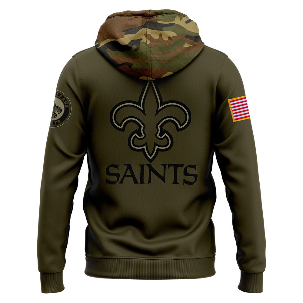 New Orleans Saints Camo Salute to Service Club Fleece Pullover Hoodie V2 - Famjoys New Orleans Saints Camo Salute to Service Club Fleece Pullover Hoodie V2 - Famjoys
