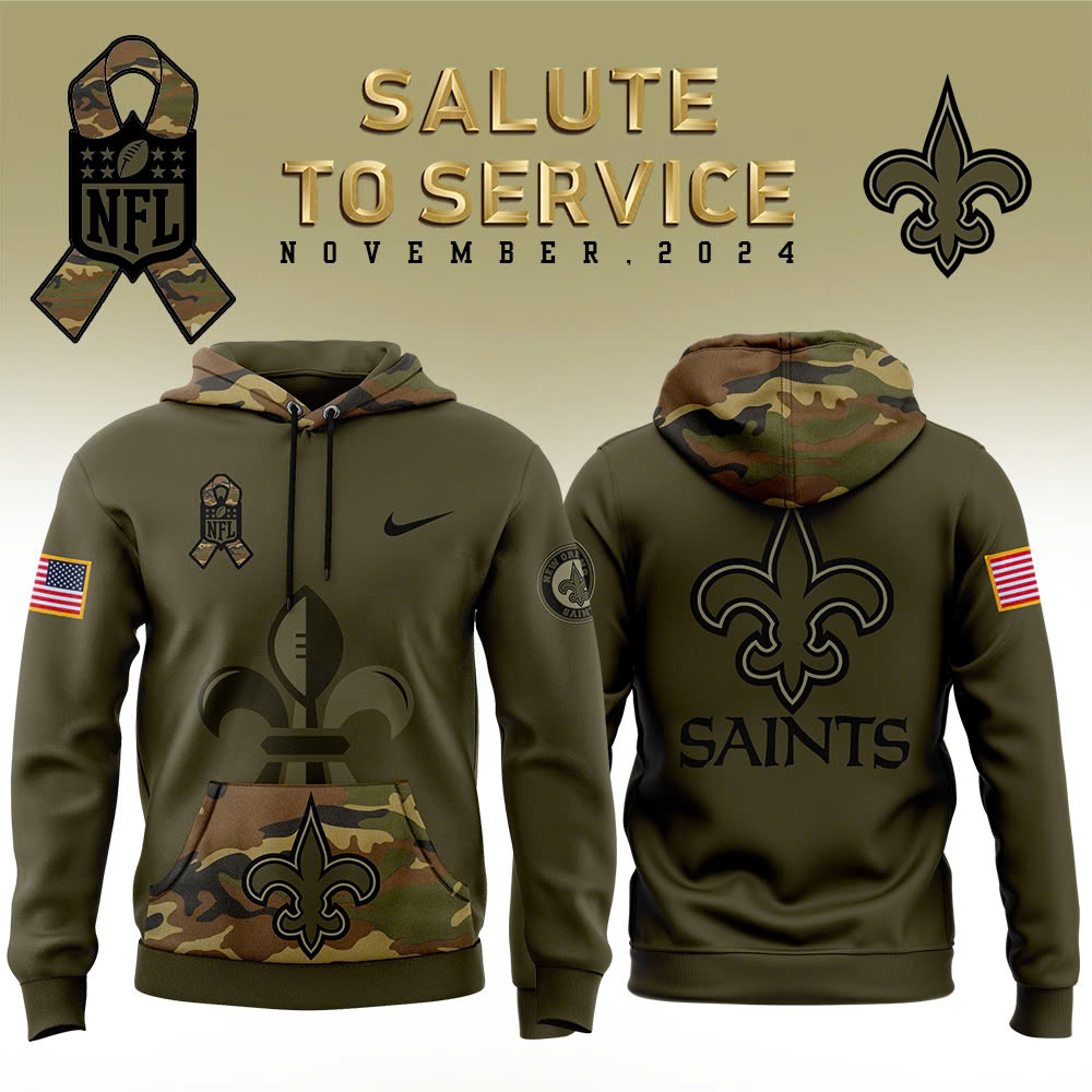New Orleans Saints Camo Salute to Service Club Fleece Pullover Hoodie V2 - Famjoys New Orleans Saints Camo Salute to Service Club Fleece Pullover Hoodie V2 - Famjoys