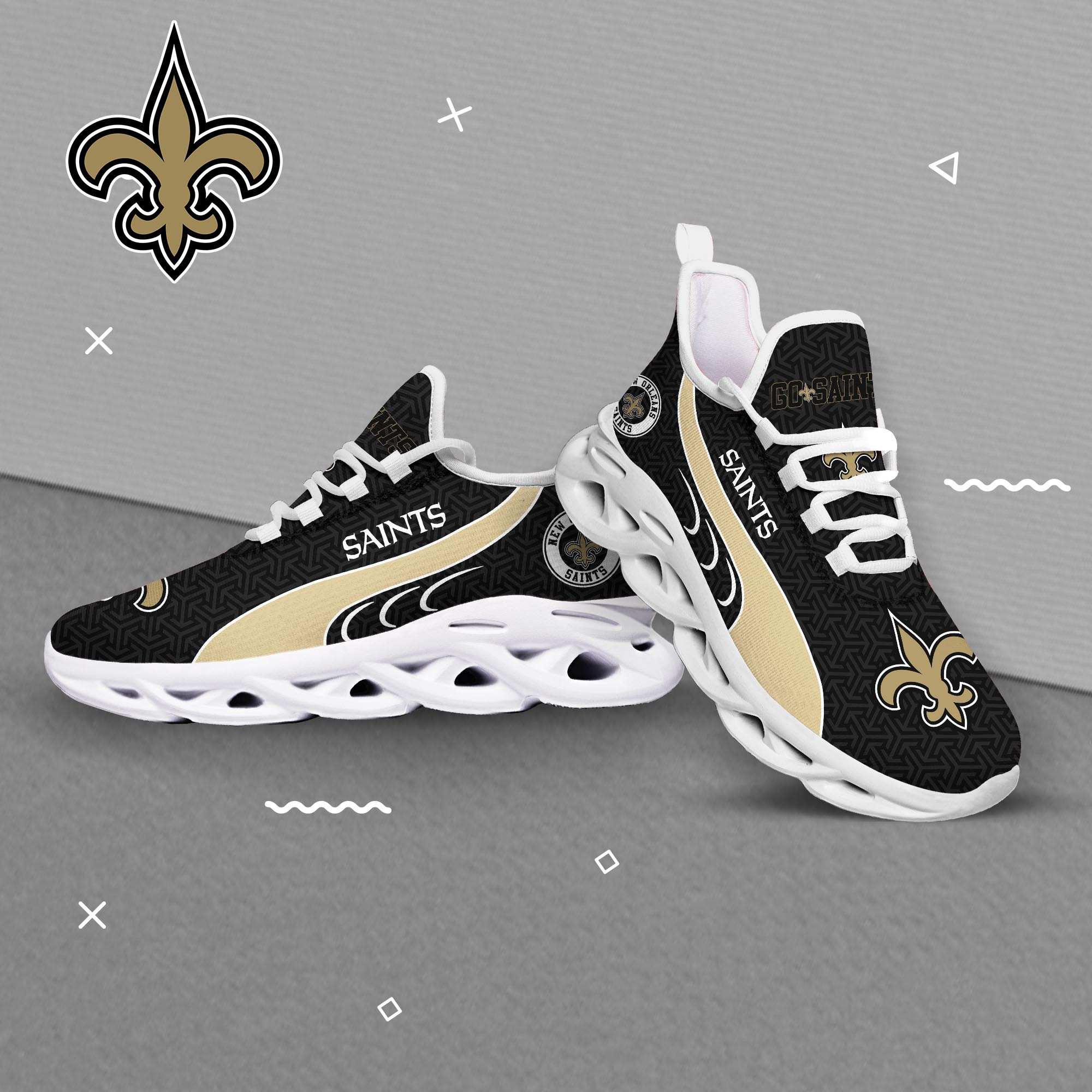 New Orleans Saints Clunky Shoes T-42107 - Famjoys New Orleans Saints Clunky Shoes T-42107 - Famjoys